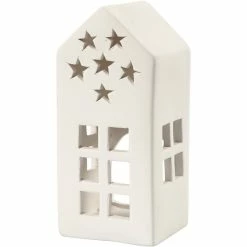 Coupon 🧨 Creativ Company Bougeoir à Décorer Bougeoir En Terre Cuite Maison - Blanc - 7 X 7 X 16 Cm - 8 Pcs 👍