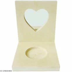 Meilleure vente 🛒 Graine Créative Bougeoir à Décorer Porte Bougie Carré En Bois - Miroir Coeur 🔥