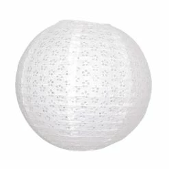 Bon marché 🔥 Party Lanterne Papier Grande Lanterne Japonaise Blanche Effet Dentelle, Diam. 50 Cm, Lampion Boule Papier, à Suspendre 🧨