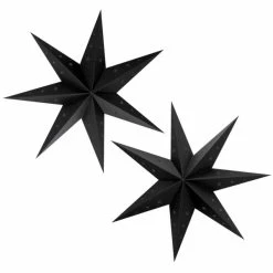 Promo 🌟 Artif Lanterne Papier Lot De 2 Grandes Lanternes étoiles Noires, Dim. 70 Cm, Suspensions Festives En Carton Perforé 🤩