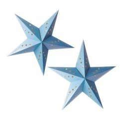 Acheter 🎁 Artif Lanterne Papier Lot De 2 Grandes Lanternes étoile Bleu Pastel, Dim. 60 Cm, Suspension En Carton 💯