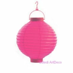 Coupon 😉 Lealoo® Lanterne Papier Petit Lampion Boule LED En Papier Rose Fuchsia, Lanterne Diam. 20 Cm, Avec Suspension, Pour Extérieu 🧨
