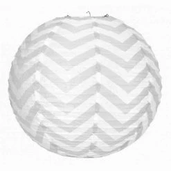 De gros 🎁 Party Lanterne Papier Lanterne Japonaise Zigzag Gris Clair Et Blanc De 35 Cm, Boule Chinoise Chevron En Papier à Suspendre 😉