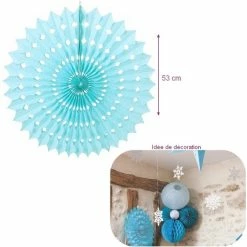 Meilleur prix 🔥 Party Lanterne Papier Grand Éventail Alvéolé Couleur Bleu Dragée, Dim.53 Cm, Papier De Soie à Suspendre 💯