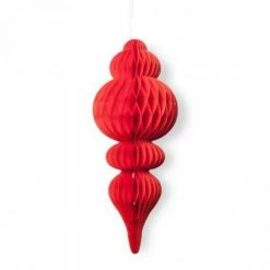 Remise 🌟 Artif Lanterne Papier Maxi Suspension Forme Lustre En Papier Alvéolé Rouge, 50 X 10 Cm, Pampille Pour Décorer 😉