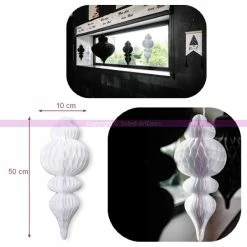 Remise 🔔 Artif Lanterne Papier Maxi Suspension Forme Lustre En Papier Alvéolé Blanc, 50 X 10 Cm, Pampille Blanche Pour Décorer ❤️ -Lampe et luminaire Soldes unnamed file 353