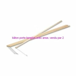 Acheter 🧨 Folia Lanterne Papier Lot De 2 Bâtons En Bois Porte-lampion Avec Anse En Métal, Long. 60 Cm 🎉