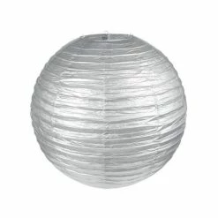 Sortie 🥰 Artif Lanterne Papier Lanterne Japonaise Argenté, Diam. 35 Cm, Lampion Boule Papier, à Suspendre ✔️