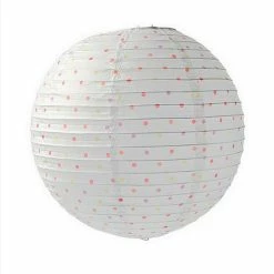 De gros 👍 Artif Lanterne Papier Lanterne Japonaise Blanc à Pois Multicolore, Diam. 35 Cm, Lampion Boule Papier, à Suspendre 🔥