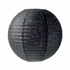 Sortie 🎉 Artif Lanterne Papier Lanterne Japonaise Noir Effet Dentelle, Diam. 35 Cm, Lampion Boule Papier, à Suspendre ❤️