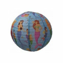 Promo ✨ Puckasol Lanterne Papier Lanterne Japonaise Bleu Sirène, Diam. 39 Cm, Lampion Boule Papier, à Suspendre 🎉