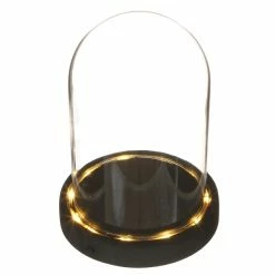 Nouveau 👏 Creavea Cloche En Verre Avec Socle Noir Lumineux- 12 X 16,5 Cm 🛒