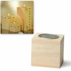 Vente flash 🛒 Artemio Bougeoir à Décorer Bougeoir En Bois à Décorer - 6 X 6 Cm - 1 Pce ❤️