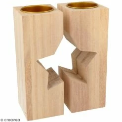Bon marché 👏 Artemio Bougeoir à Décorer Bougeoirs En Bois à Décorer - Étoile - 11 X 15 Cm - 2pcs 🤩